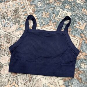 Aerie Dark Blue Ribbed high neck bralette